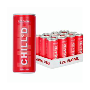 12 x CHILLD 20mg CBD Sparkling Drink 250ml Red Cherry