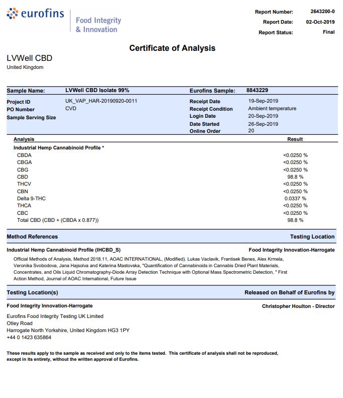 LVWell CBD 99% Isolate 1000mg CBD - Image 2